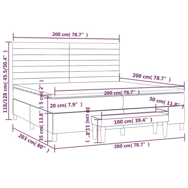 vidaXL kontinentalseng med madras 200x200 cm stof blå