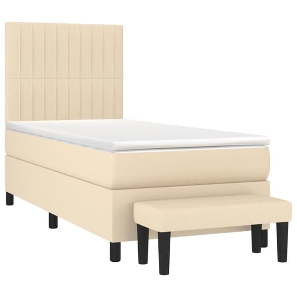 vidaXL kontinentalseng med madras 100x200 cm stof cremefarvet