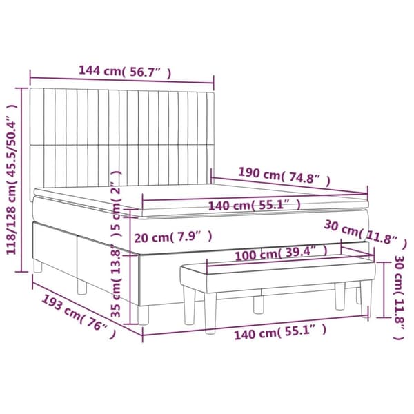 vidaXL kontinentalseng med madras 140x190 cm stof blå