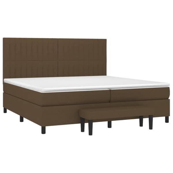 vidaXL kontinentalseng med madras 200x200 cm stof mørkebrun