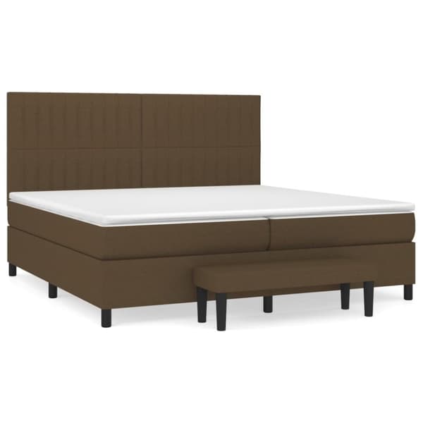 vidaXL kontinentalseng med madras 200x200 cm stof mørkebrun