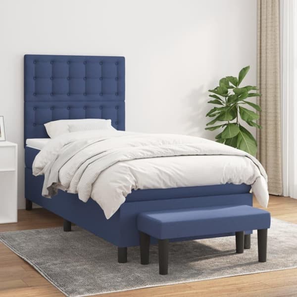 vidaXL kontinentalseng med madras 90x190 cm stof blå