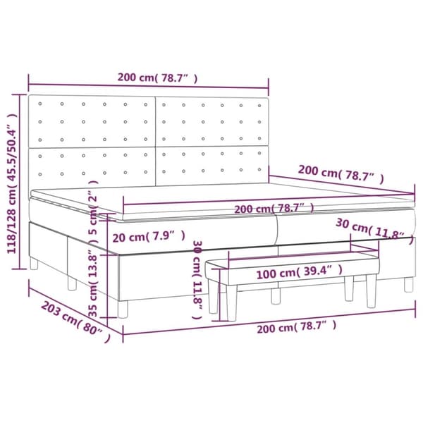 vidaXL kontinentalseng med madras 200x200 cm stof gråbrun