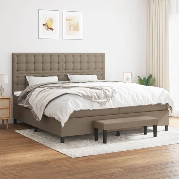 vidaXL kontinentalseng med madras 200x200 cm stof gråbrun