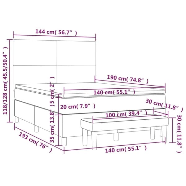 vidaXL kontinentalseng med madras 140x190 cm stof blå