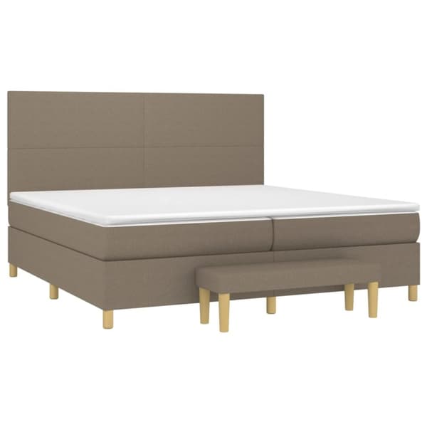 vidaXL kontinentalseng med madras 200x200 cm stof gråbrun