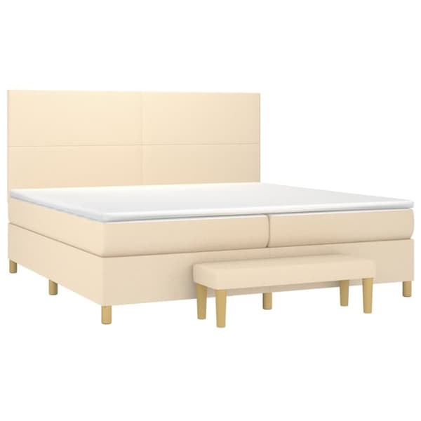 vidaXL kontinentalseng med madras 200x200 cm stof cremefarvet