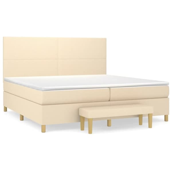 vidaXL kontinentalseng med madras 200x200 cm stof cremefarvet