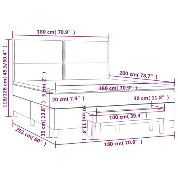 vidaXL kontinentalseng med madras 180x200 cm stof gråbrun