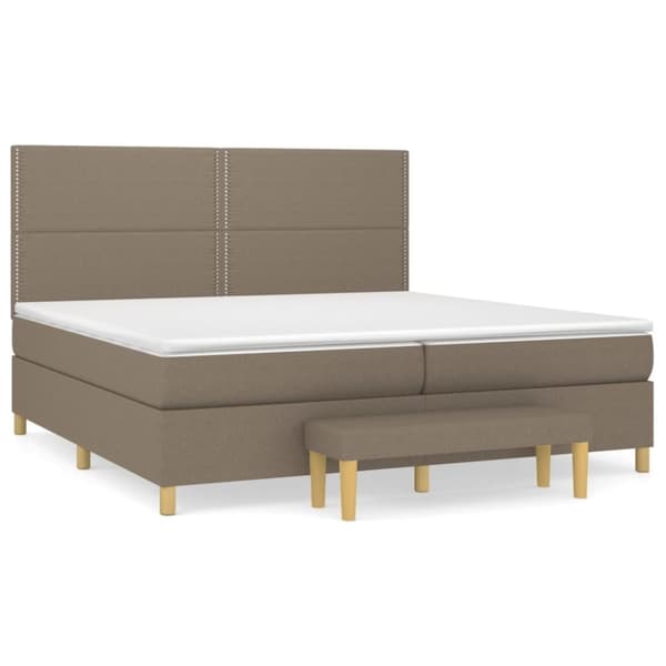 vidaXL kontinentalseng med madras 200x200 cm stof gråbrun