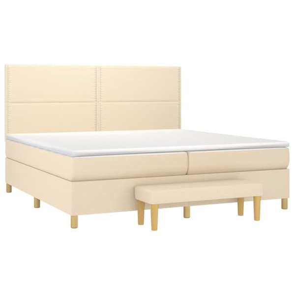 vidaXL kontinentalseng med madras 200x200 cm stof cremefarvet