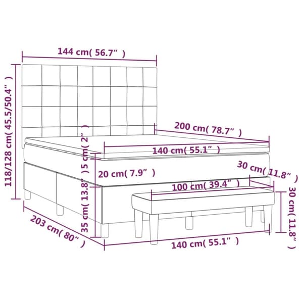 vidaXL kontinentalseng med madras 140x200 cm stof gråbrun