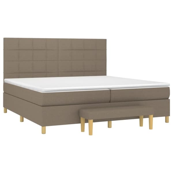 vidaXL kontinentalseng med madras 200x200 cm stof gråbrun