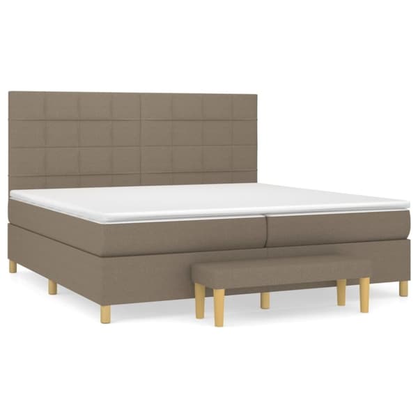vidaXL kontinentalseng med madras 200x200 cm stof gråbrun