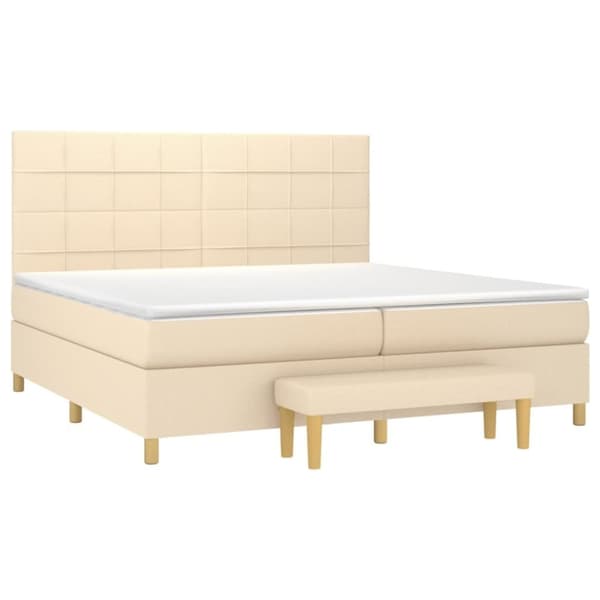 vidaXL kontinentalseng med madras 200x200 cm stof cremefarvet