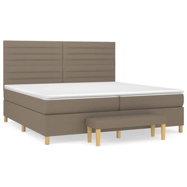 vidaXL kontinentalseng med madras 200x200 cm stof gråbrun