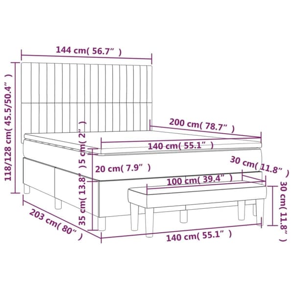 vidaXL kontinentalseng med madras 140x200 cm stof blå