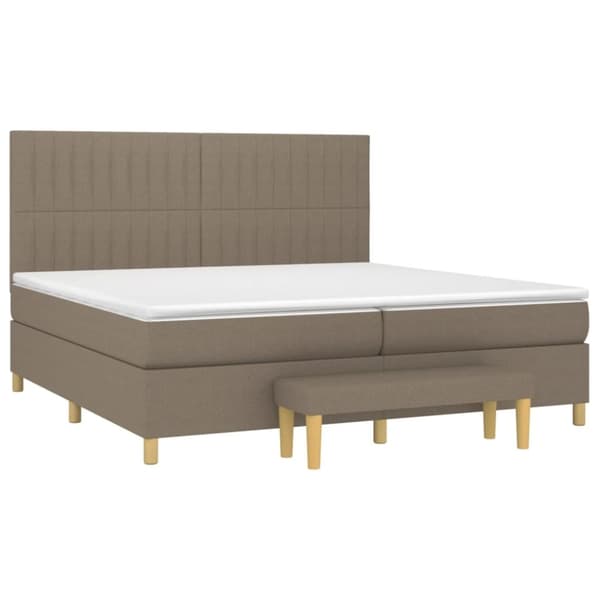 vidaXL kontinentalseng med madras 200x200 cm stof gråbrun
