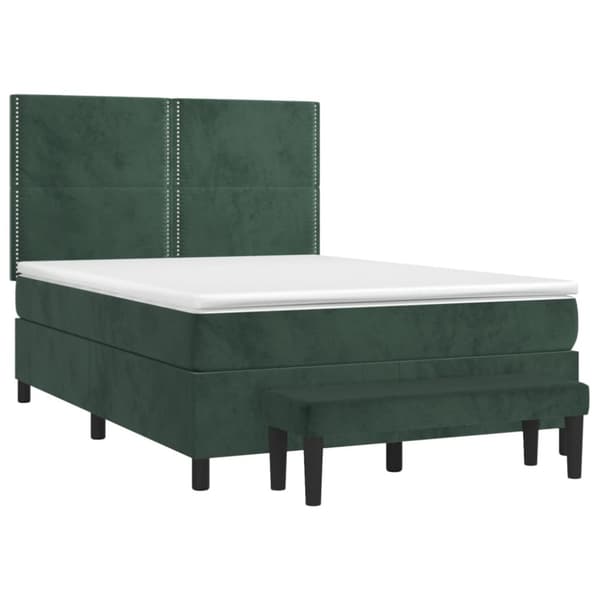 vidaXL kontinentalseng med madras 140x190 cm fløjl mørkegrøn