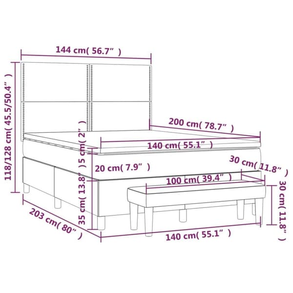 vidaXL kontinentalseng med madras 140x200 cm fløjl lysegrå