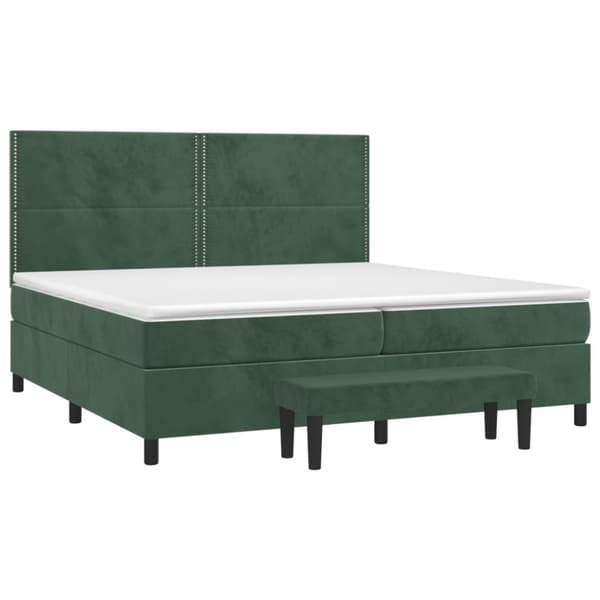 vidaXL kontinentalseng med madras 200x200 cm fløjl mørkegrøn