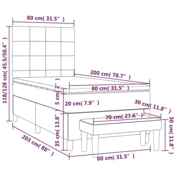 vidaXL kontinentalseng med madras 80x200 cm fløjl lyserød