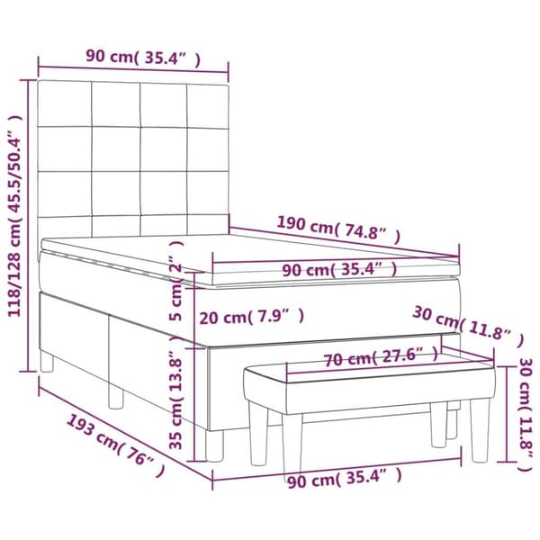 vidaXL kontinentalseng med madras 90x190 cm fløjl pink