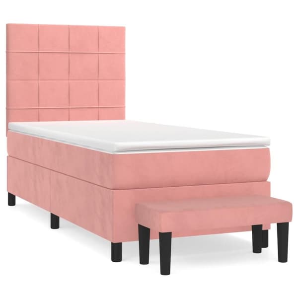 vidaXL kontinentalseng med madras 90x190 cm fløjl pink