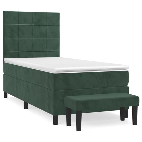 vidaXL kontinentalseng med madras 100x200 cm fløjl mørkegrøn