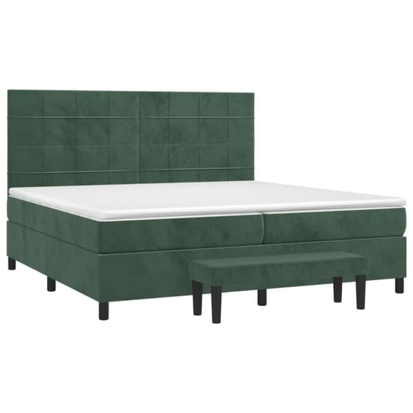 vidaXL kontinentalseng med madras 200x200 cm fløjl mørkegrøn