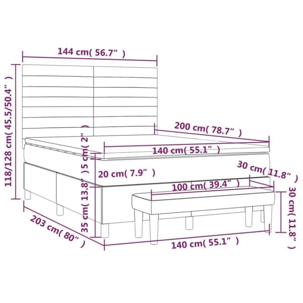 vidaXL kontinentalseng med madras 140x200 cm fløjl sort