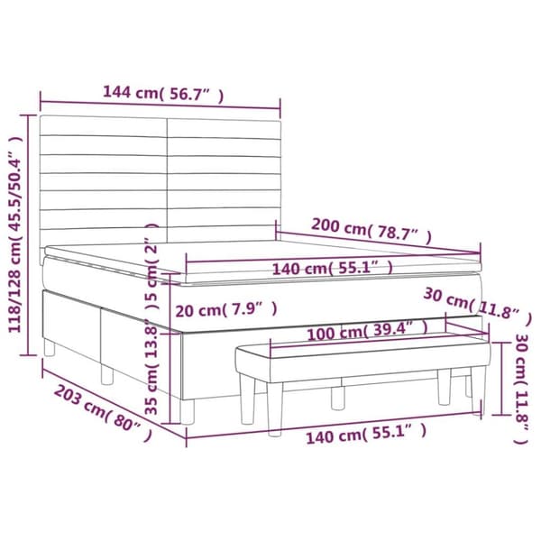 vidaXL kontinentalseng med madras 140x200 cm fløjl lysegrå