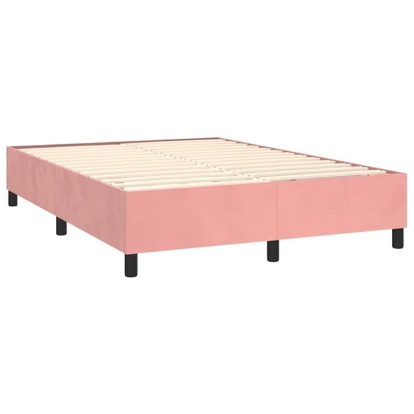 vidaXL kontinentalseng med madras 140x190 cm fløjl lyserød