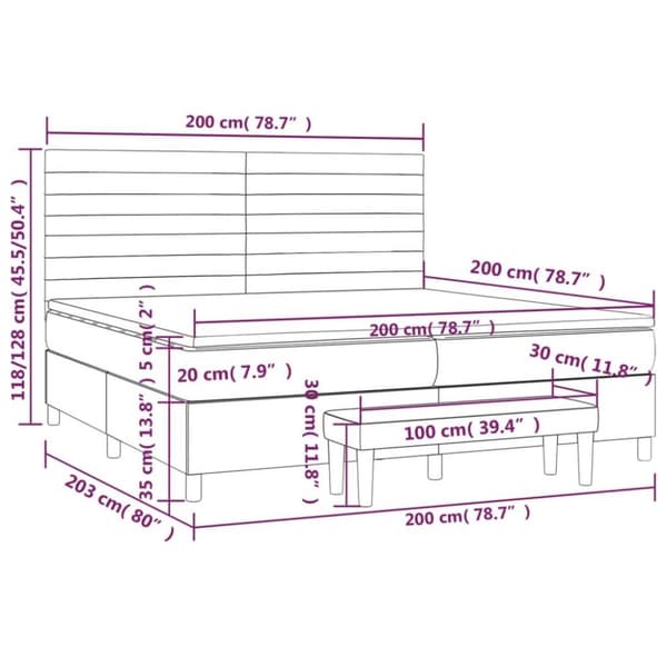 vidaXL kontinentalseng med madras 200x200 cm fløjl mørkegrå
