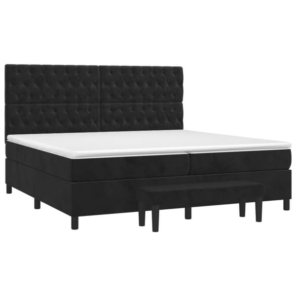 vidaXL kontinentalseng med madras 200x200 cm fløjl sort