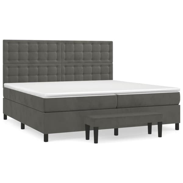 vidaXL kontinentalseng med madras 200x200 cm fløjl mørkegrå