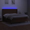 Miniatyrbillede 3 af 8: vidaXL kontinentalseng med LED-lys 160x200 cm stof mørkebrun