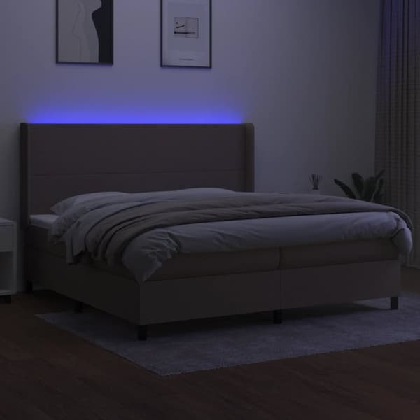vidaXL kontinentalseng med LED-lys 200x200 cm stof gråbrun