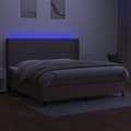 Miniatyrbillede 3 af 8: vidaXL kontinentalseng med LED-lys 200x200 cm stof gråbrun