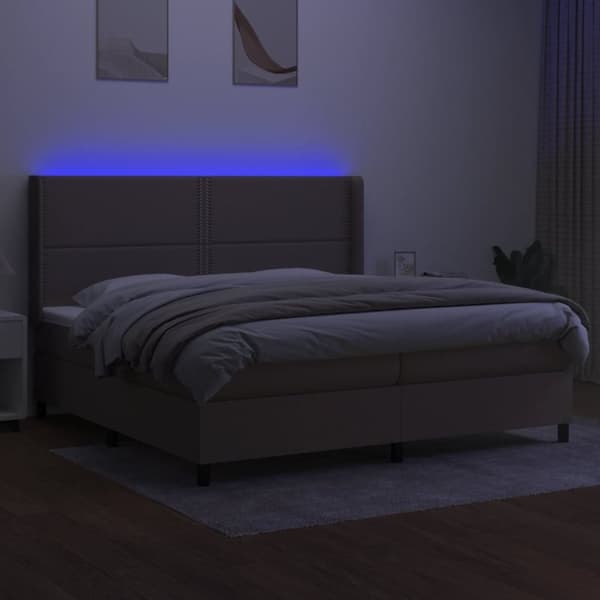vidaXL kontinentalseng med LED-lys 200x200 cm stof gråbrun