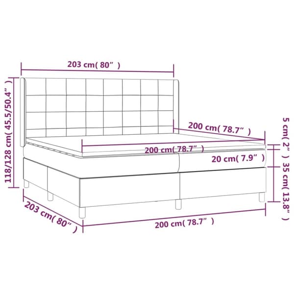 vidaXL kontinentalseng med LED-lys 200x200 cm stof sort