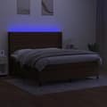 Miniatyrbillede 3 af 8: vidaXL kontinentalseng med LED-lys 160x200 cm stof mørkebrun