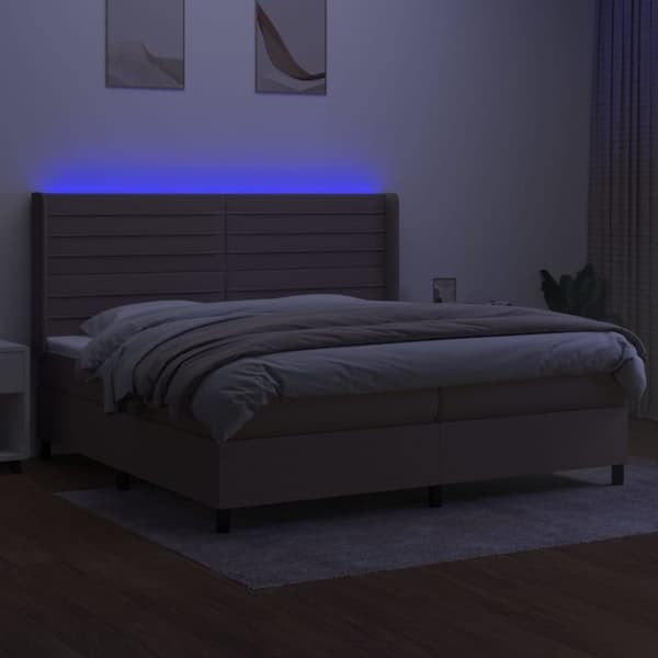 vidaXL kontinentalseng med LED-lys 200x200 cm stof gråbrun