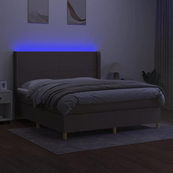 vidaXL kontinentalseng med LED-lys 180x200 cm stof gråbrun
