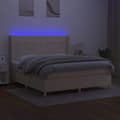 Miniatyrbillede 3 af 8: vidaXL kontinentalseng med LED-lys 160x200 cm stof cremefarvet