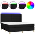 Miniatyrbillede 1 af 8: vidaXL kontinentalseng med LED-lys 160x200 cm stof sort