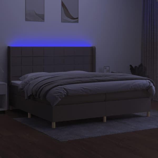 vidaXL kontinentalseng med LED-lys 200x200 cm stof gråbrun