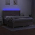 Miniatyrbillede 3 af 8: vidaXL kontinentalseng med LED-lys 180x200 cm stof gråbrun