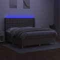 Miniatyrbillede 3 af 8: vidaXL kontinentalseng med LED-lys 180x200 cm stof gråbrun