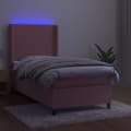 Miniatyrbillede 3 af 8: vidaXL kontinentalseng med LED-lys 80x200 cm velour pink